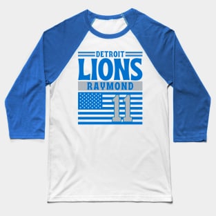 Detroit Lions Raymond 11 American Flag Football Baseball T-Shirt